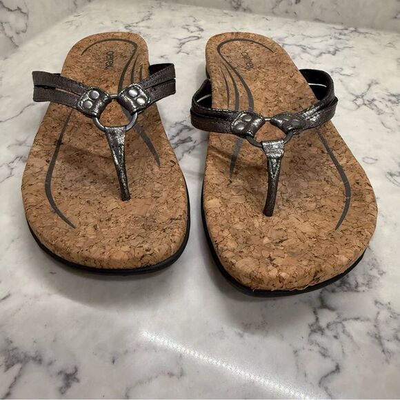 Aetrex Taylor Women's Metallic gunmetal Sandals size 40 9-9.5 - Picture 2 of 8